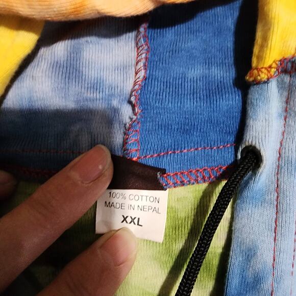 Hippie Peace Sign Hoodie XXL Tie Dye Striped Exposed Seam Zip Up Multi Jacket - Picture 5 of 8